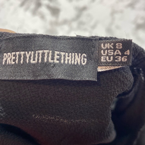 PrettyLittleThing Semi Sheer All Black Long Sleeve Ruffle Dress Size 4 Small - Picture 10 of 17